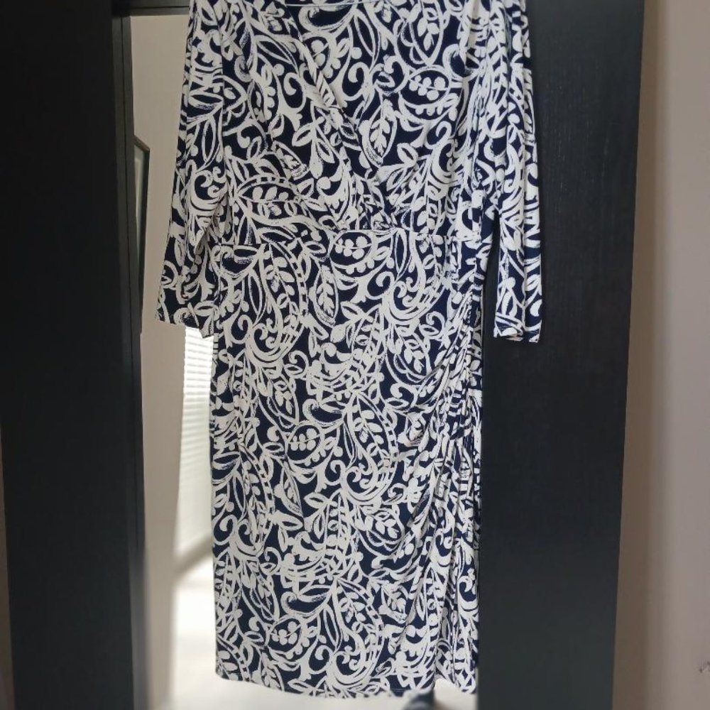 Lauren by Ralph Lauren long sleveed blue and with dress